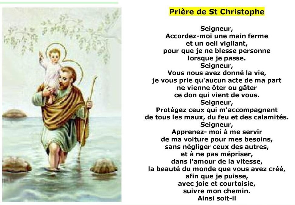 Prière à Saint Christophe - Saint Patron des voyageurs