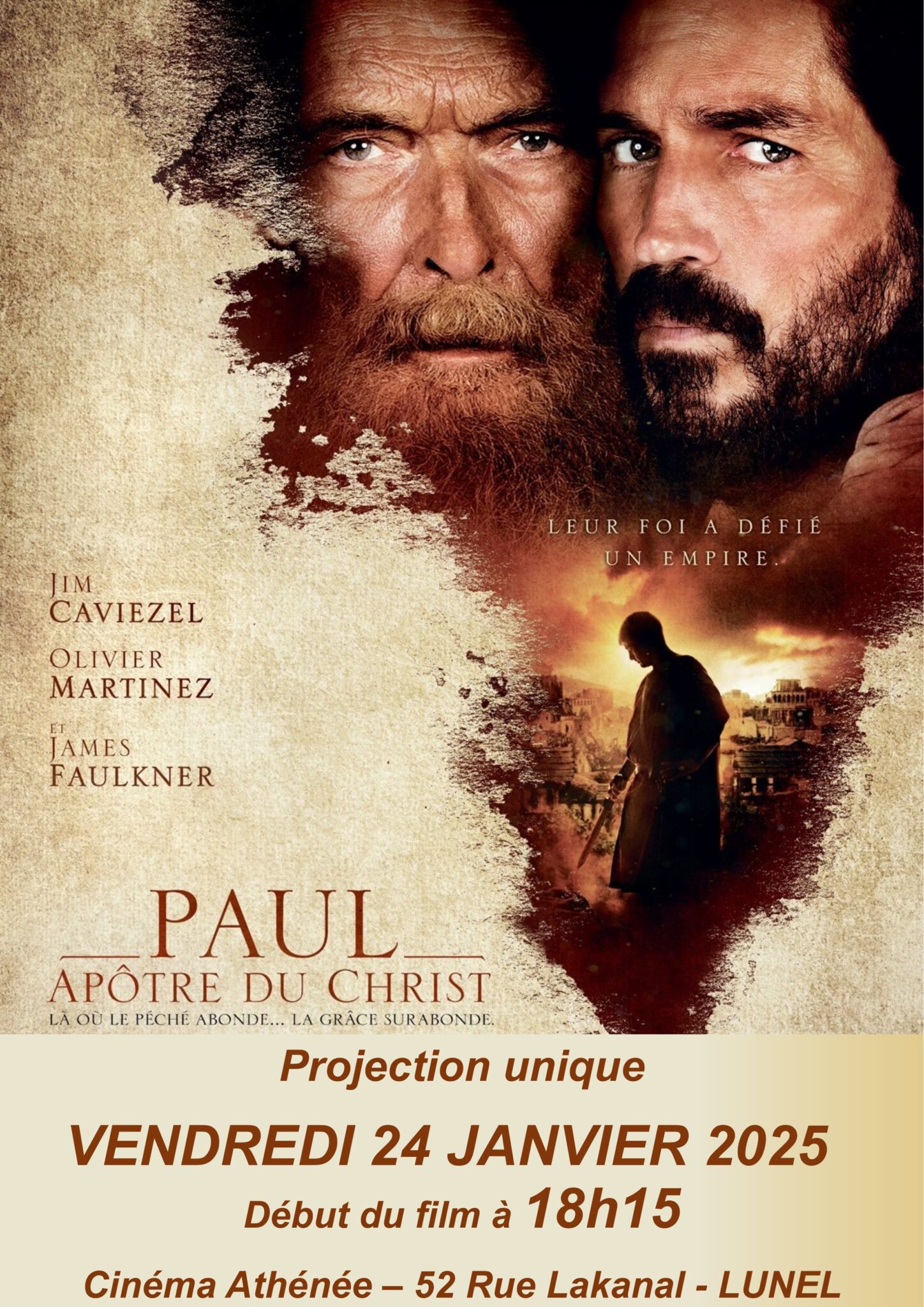 La projection de film « Paul Apôtre du Christ » – Paroisses Lunel et ...